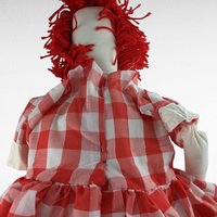 Handmade Rag Doll, 39" Rag Doll, Red Checkered Dress,  Collectible Doll,  Vintage Doll,  Large Rag Doll