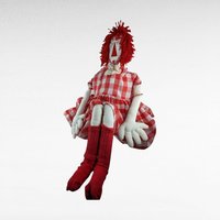 Handmade Rag Doll, 39" Rag Doll, Red Checkered Dress,  Collectible Doll,  Vintage Doll,  Large Rag Doll