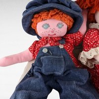 Handmade Raggedy Plush Doll Pair - Vintage 18" Dolls - Unique Gift for Collectors