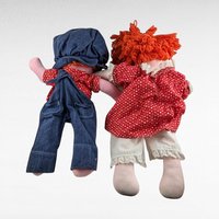 Handmade Raggedy Plush Doll Pair - Vintage 18" Dolls - Unique Gift for Collectors