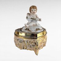 Vintage Cherub Trinket Box, Metal and Resin, Decorative Box, Jewelry Box, Gift for Her