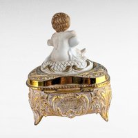 Vintage Cherub Trinket Box, Metal and Resin, Decorative Box, Jewelry Box, Gift for Her