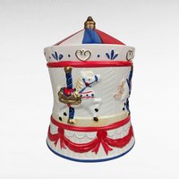 Vintage AMC Carousel Musical Cookie Jar | Ceramic | Plays "It's a Small World"
