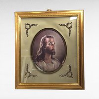 Vintage Turner Head of Christ Framed Picture | Religious Wall Art | 19 1/4" x 15 1/4"