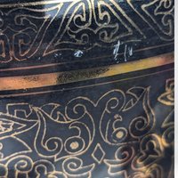 Vintage Andrea by Sadak Ginger Jar, Black and Red Porcelain Urn,  Gold Gilding, Decorative Jar with Lid,  Home Decor