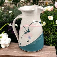 Studio Pottery Pitcher | Signed Earthenware Pitcher | Handmade Ceramic Pitcher | Rustic Home Decor