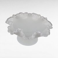 Fenton Silvercrest Milk Glass Ruffled Pedestal Dish | Vintage Candy Dish | 1960s Glassware | Candy Dish