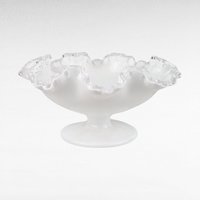 Fenton Silvercrest Milk Glass Ruffled Pedestal Dish | Vintage Candy Dish | 1960s Glassware | Candy Dish