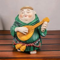 Dept 56 Merrymakers Figurine Lot | 5 Piece Set | Martin the Mandolinist | Thaddeus the Tobogganist | Vintage Christmas Decor