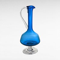 Vintage Mid-Century Modern Blue Glass Decanter | Hand Blown Art Glass | 11 Inch | Barware