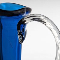 Vintage Mid-Century Modern Blue Glass Decanter | Hand Blown Art Glass | 11 Inch | Barware