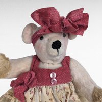 Handmade 1997 Signed Teddy Bear - 10 Inch Girl Bear in Dress - Collectible Teddy Bear - Vintage Teddy Bear Gift