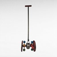 Vintage 1930s Gong Bell Push Toy | Toddler Walking Toy | Metal Plaything | Collectible Children's Toy