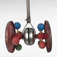Vintage 1930s Gong Bell Push Toy | Toddler Walking Toy | Metal Plaything | Collectible Children's Toy