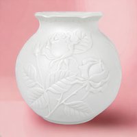 Vintage Kaiser White Bisque Vase with Embossed Roses, 1980s Porcelain Flower Vase, Home Decor, Wedding Gift, 5.5 inches
