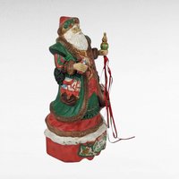Vintage 1990s Merry Old Soul Ceramic Santa Music Box, 10 Inches Tall, Christmas Decor, Holiday Music Box, Gift for Collector