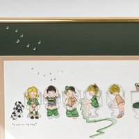 Original 1997 Judy Hagstrom Framed "I Did It My Way"  Hand-Painted Watercolor, Whimsical Children's Art, Bathroom Humor, 15.5 x 10.25 Inches