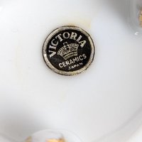 Vintage Victoria Ceramics Ashtray and Cup Set, Pink Roses, Gold Accents, Porcelain, Collectible, Vanity Set