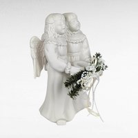 Vintage 1997 Growth Singing Angels Bisque Porcelain Taper Candle Holder - 9 Inches