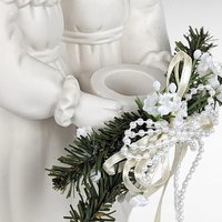 Vintage 1997 Growth Singing Angels Bisque Porcelain Taper Candle Holder - 9 Inches