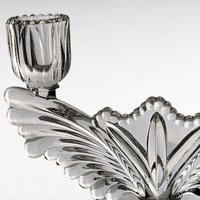 Vintage Tiffin Franciscan Double Light Candlestick, Clear Glass, 5.75 Inches - Elegant Home Decor