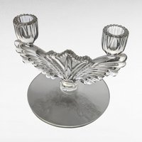 Vintage Tiffin Franciscan Double Light Candlestick, Clear Glass, 5.75 Inches - Elegant Home Decor