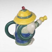 Treasure Craft Bunny with Hose Teapot, Handcrafted, Chip on Hat