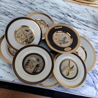 Vintage Chokin & Asian Art Plates, Lot of 8, Gold Trim, Birds, Animals