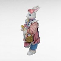 Vintage Midwest Easter Bunny Figure with Basket, Pink Dress, Easter Decor, Spring Decor, Easter Gift