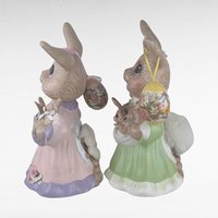 Vintage Pair of Ceramic Mother Rabbit with Babies Easter Figures | Easter Decor | Spring Decor |  Bunny Figurines | Collectible Figurines