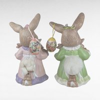 Vintage Pair of Ceramic Mother Rabbit with Babies Easter Figures | Easter Decor | Spring Decor |  Bunny Figurines | Collectible Figurines