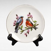 Vintage Decorative Plate Collection | Reticulated Fruit Plates, Bluebird Plate, Floral Plate with Gilded Edge | Wall Decor