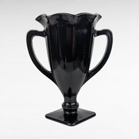 Vintage Black Amethyst Trophy Vase | Dancing Nymphs Vase | Art Deco Glassware | L.E. Smith Glass | Unique Home Decor