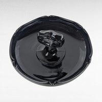 Vintage Black Glass Trinket Dish with Handle | Art Deco Dish | Vanity Tray | Candy Dish | Centerpiece Dish