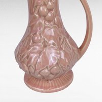 Vintage McCoy Pink Pitcher, Grape Design, 9 Inches Tall, Ceramic Vase, Mid-Century Modern, Retro Home Decor
