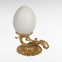 1999 Glynda Turley Floral Egg | Hand Painted Emu Egg on Gold Stand | Dogwood Blossom Art | Unique Gift for Nature Lovers