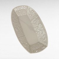 Lenox Jasmine Serving Tray | Large Oblong Platter | Cream Ceramic with Reticulated Design | Vintage Servingware | Home Decor