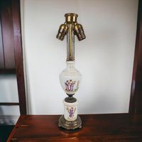 Antique Italian Ceramic Lamp | Double Light | Neoclassical Decor | Urn-Shaped Lamp Base