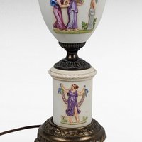Antique Italian Ceramic Lamp | Double Light | Neoclassical Decor | Urn-Shaped Lamp Base