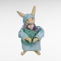 Silvestri Bunny Figurines | Pair of Paper Mache Bunnies | Vintage Easter Decor | Whimsical Rabbit Figures | Collectible Bunnies