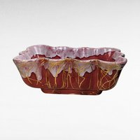 Vintage Maroon & Gold Planter, USA Pottery, Rectangular Flower Pot, Art Deco Style, Succulent Planter, Unique Home Decor