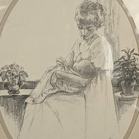 1975 Sharon Johnson Mother and Child Prints, Set of 2, 14x11 Inch, Vintage Pencil Drawings, Wall Decor, Nursery Art, Gift for Mom