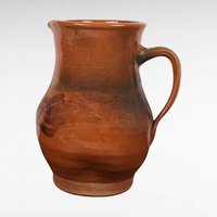 Vintage Handmade Stoneware Pitcher, Rustic Home Decor, Brown Pottery, 7.5 Inches, Country Farmhouse Style
