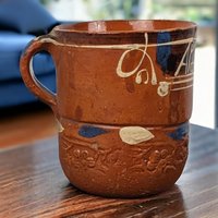 Vintage Handmade Pottery Mug, Rustic Decor, Southwestern Decor, Clay Mug, 4 Inches Tall, Unique Display Piece