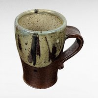Vintage Handmade Pottery Mug, Studio Pottery, Signed CS, Brown and Green Glaze, Rustic Coffee Mug