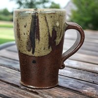Vintage Handmade Pottery Mug, Studio Pottery, Signed CS, Brown and Green Glaze, Rustic Coffee Mug