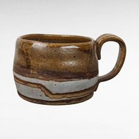 Vintage Handmade Art Pottery Mug, Studio Pottery, Brown and White Glaze, Rustic Coffee Mug