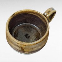 Vintage Handmade Art Pottery Mug, Studio Pottery, Brown and White Glaze, Rustic Coffee Mug