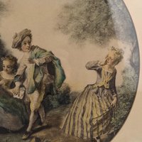 Pair of 1940s Framed Nicolas Lancret Prints, Rococo Art, "The Seesaw" & "Dropping the Hankie," Vintage Wall Decor, French Art Prints
