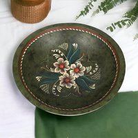 Hand Painted Wooden Bowl, Decorative Bowl, Floral Design, Art Bowl, Centerpiece Bowl, Serving Bowl, Wooden Decor